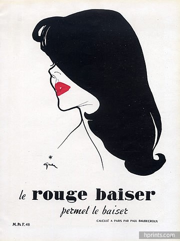 36191 Rouge Baiser Cosmetics 1949 Rene Gruau Lipstick Hprints Com